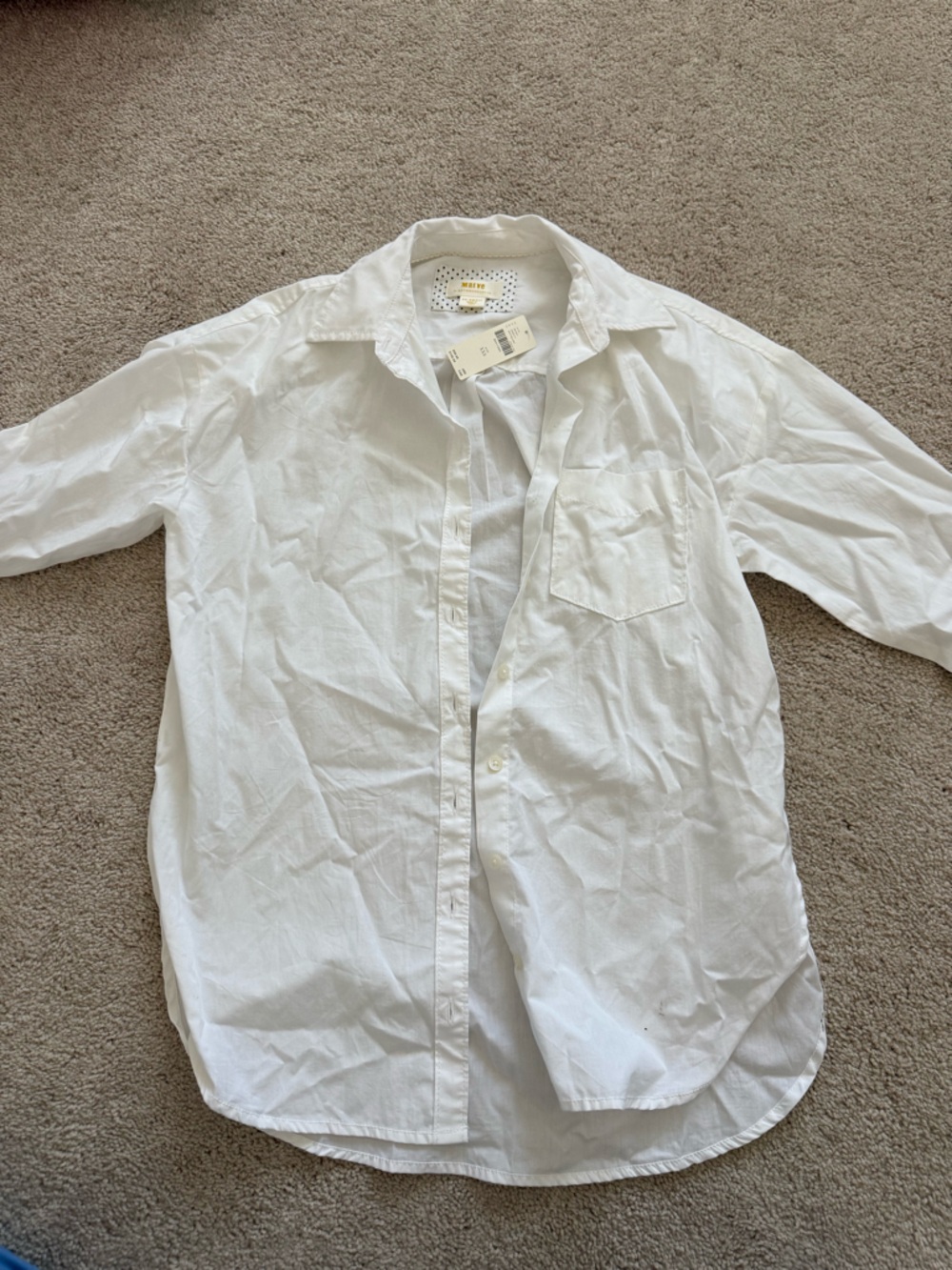 Mave White Casual Button-Down Shirt